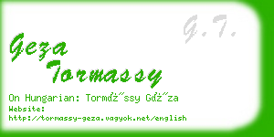 geza tormassy business card